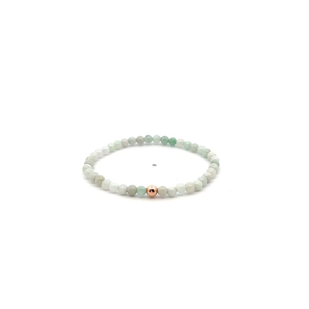 Natural Burmese Jade Gemstones Mini 3.5mm 18K Rose Gold Charm Bead